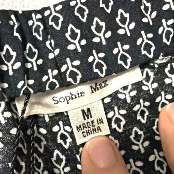 Sophie Max Womens Black & White Printed Pants Size M - Picture 3 of 7